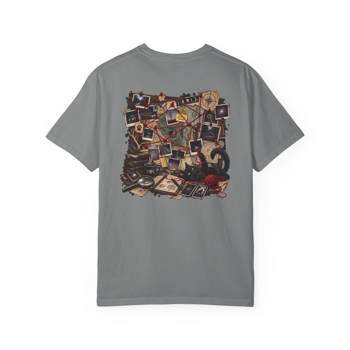 Mystery Evidence Board T-Shirt — Crime Scene Collage Graphic Tee
