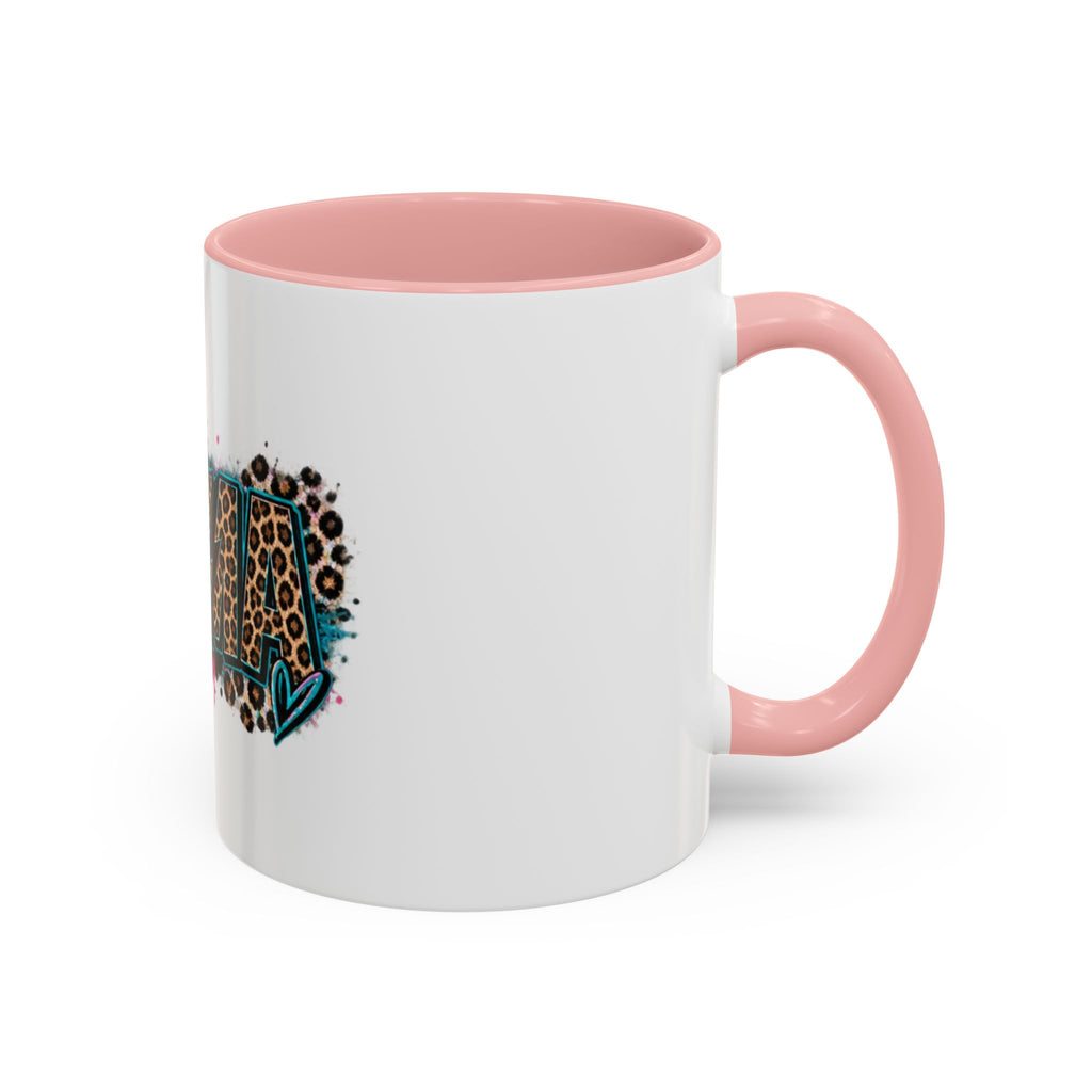 Leopard Print 'Mema' Accent Coffee Mug — Bold Animal Print Ceramic Mug- Mema Gift