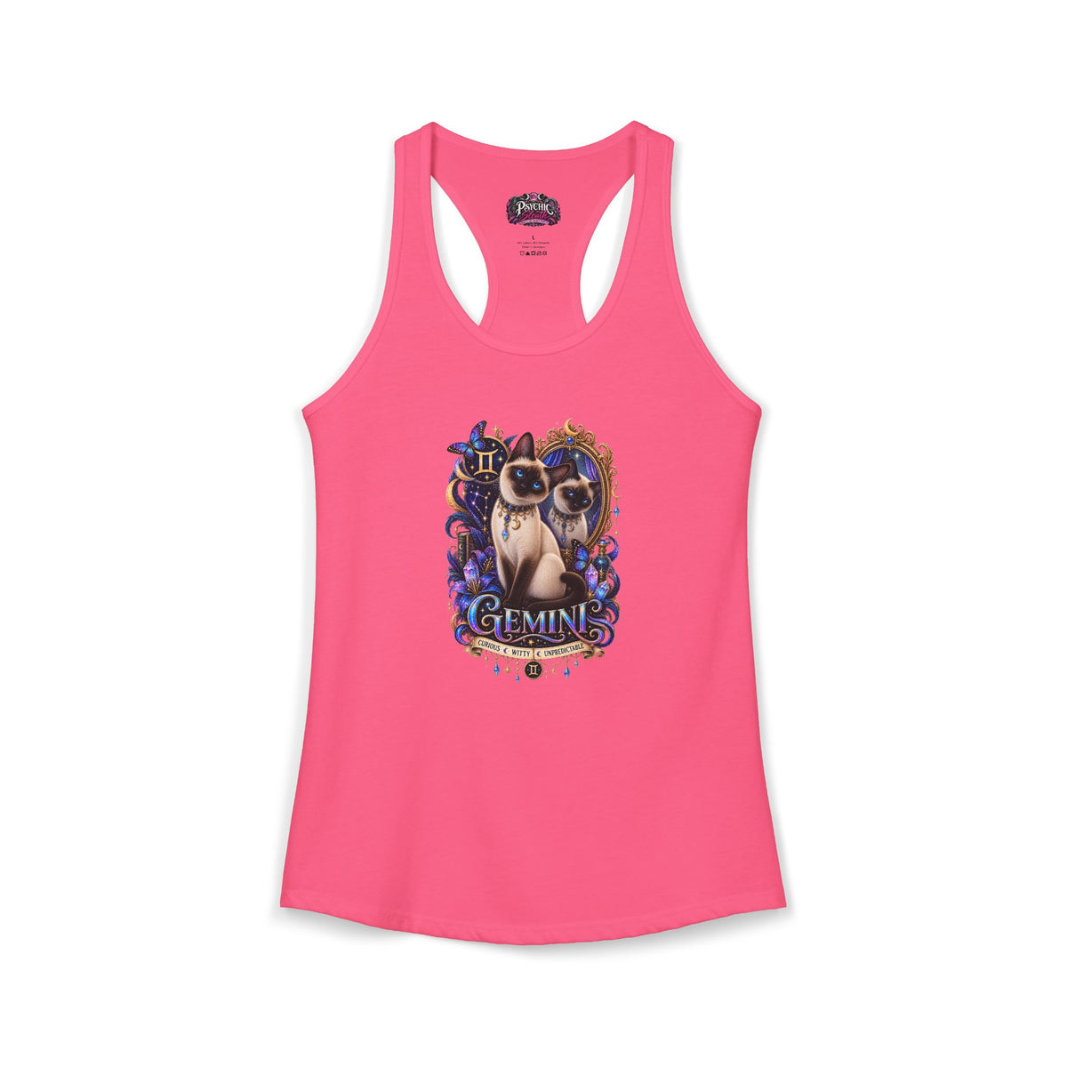 Gemini Siamese Cat Zodiac Tank- Celestial Astrology Cat Lover Tank