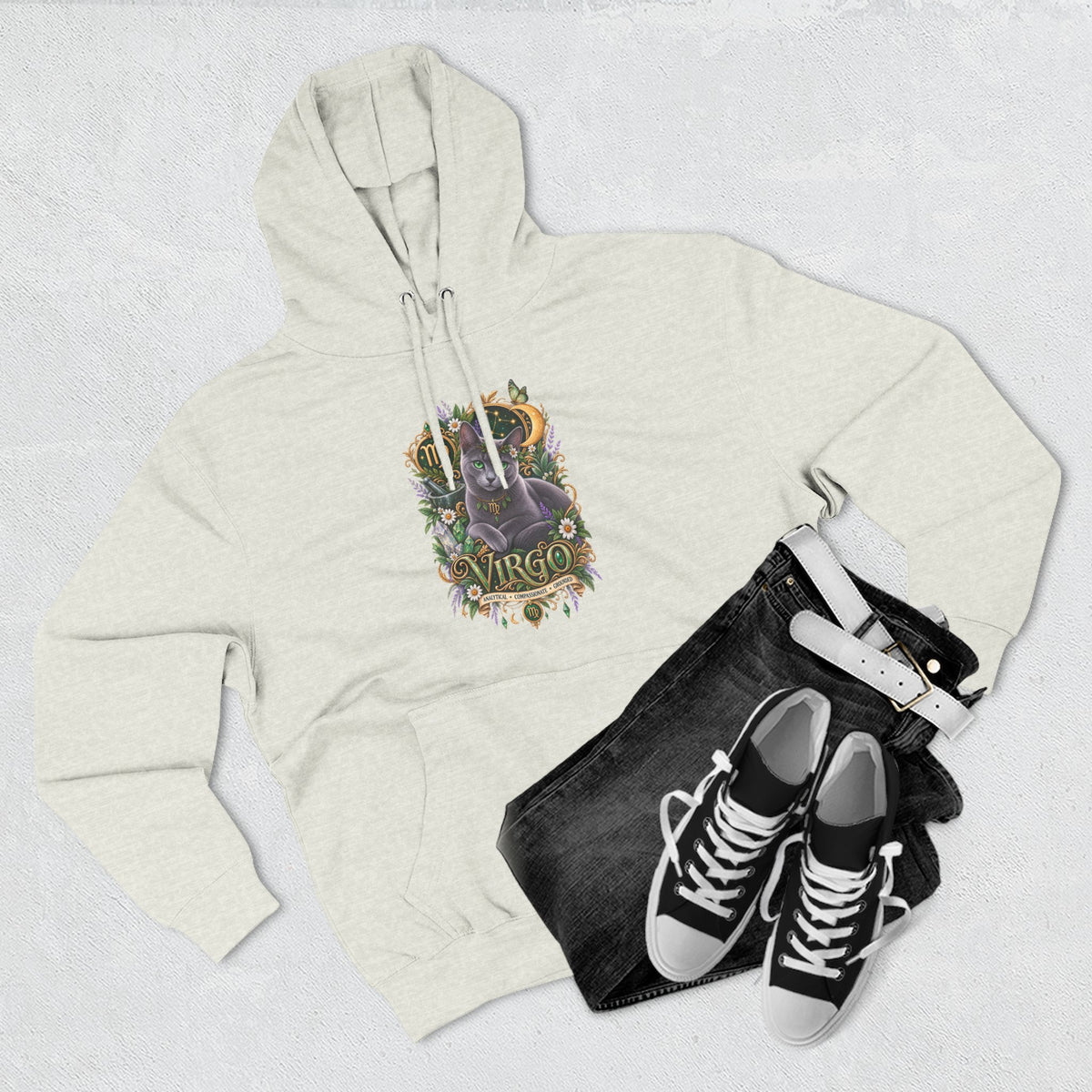 Virgo Russian Blue Cat Zodiac Hoodie — Astrological Virgo Horoscope Pullover