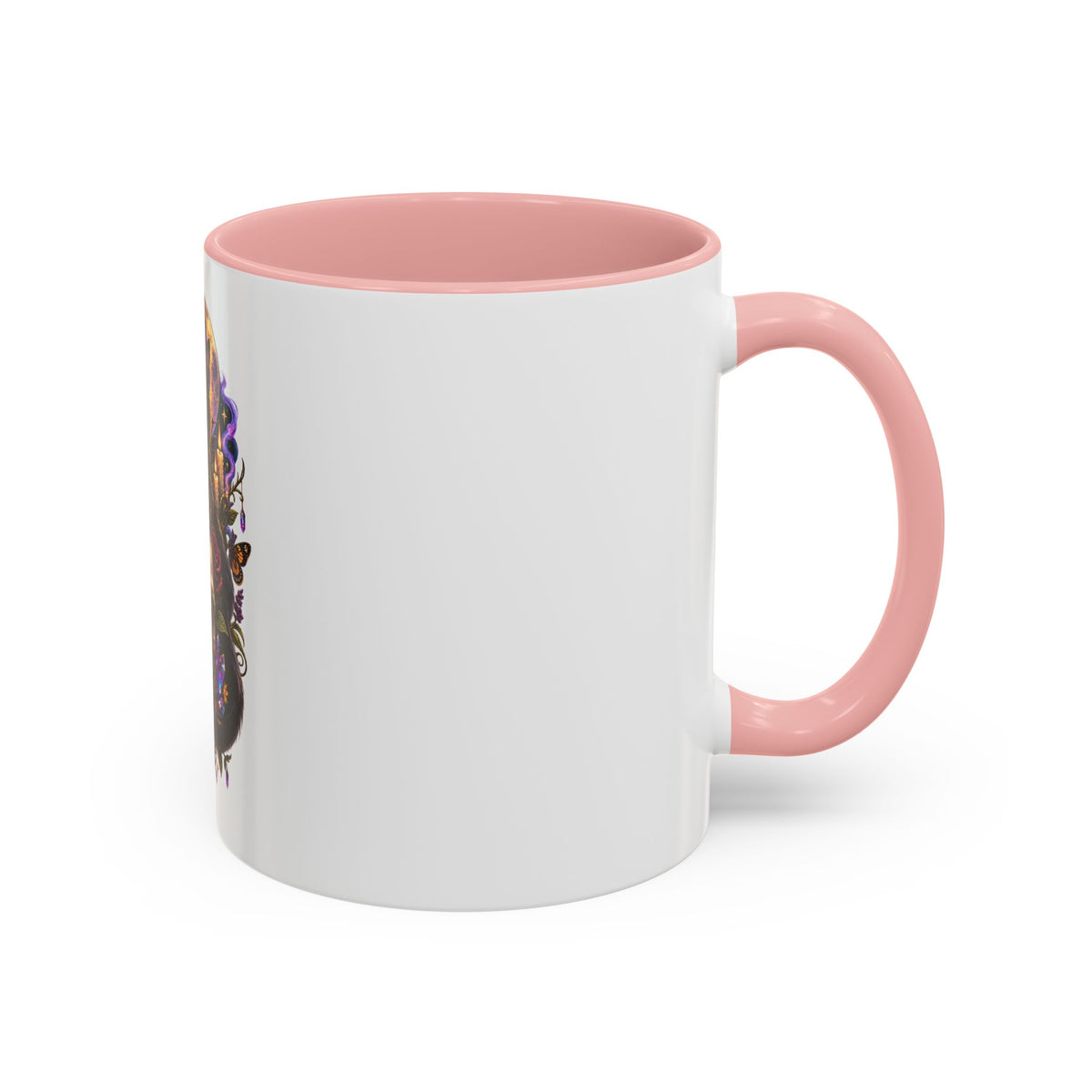 Black Cat & Skull Floral Accent Coffee Mug — Gothic Halloween Coffee Cup (11/15oz)