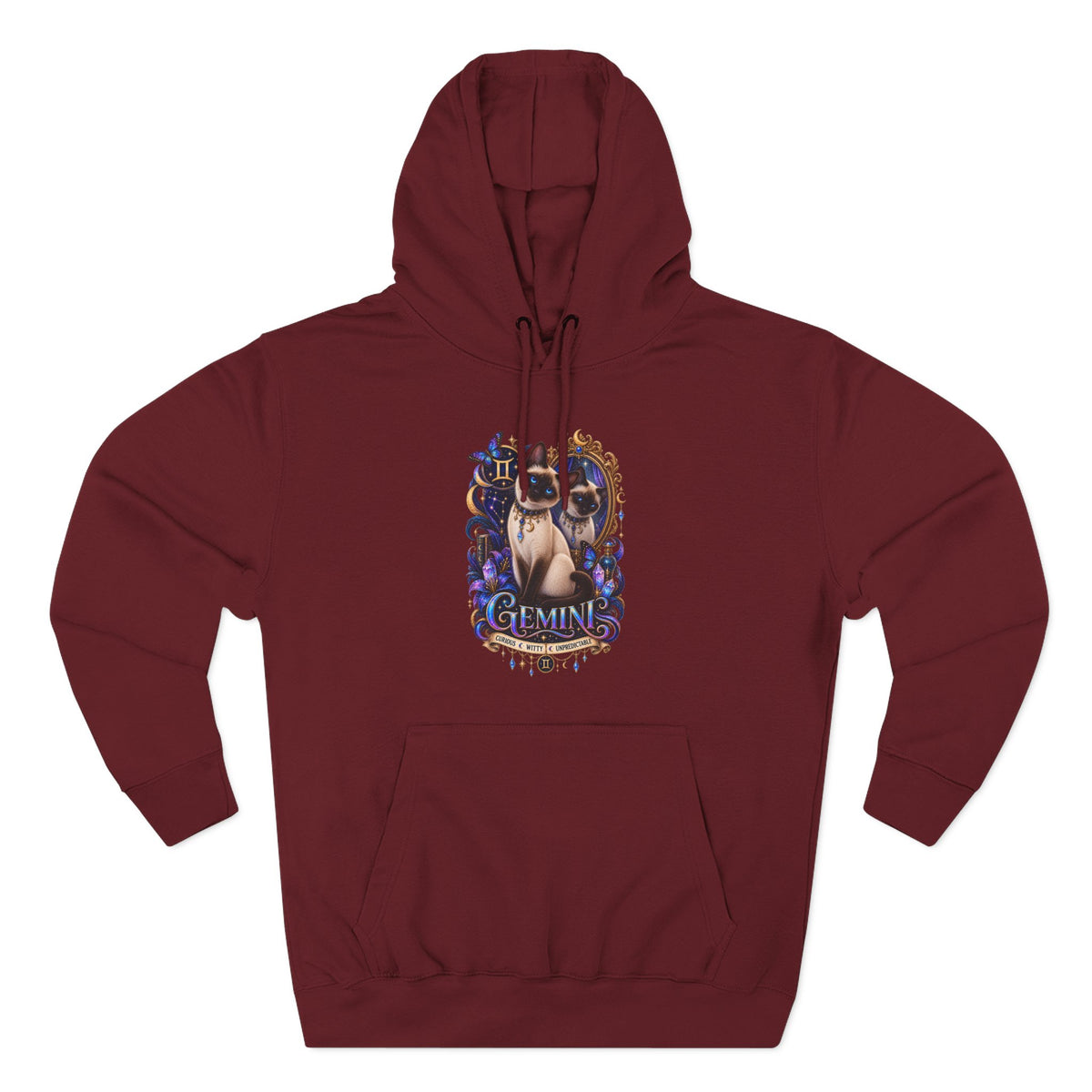 Gemini Siamese Zodiac Hoodie — Mystical Celestial Cat Astrology Design