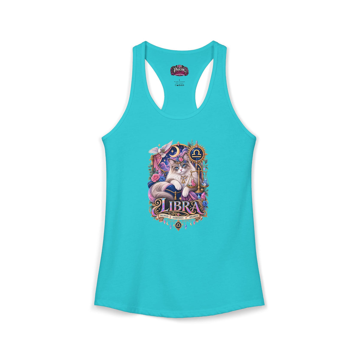 Libra Persian Cat Zodiac Tank- Celestial Astrology Cat Lover Tank