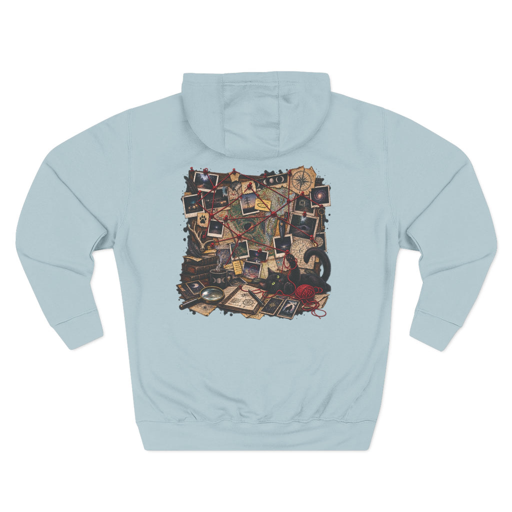 Detective Collage Hoodie — Vintage Mystery Photos & Magnifying Glass Graphic