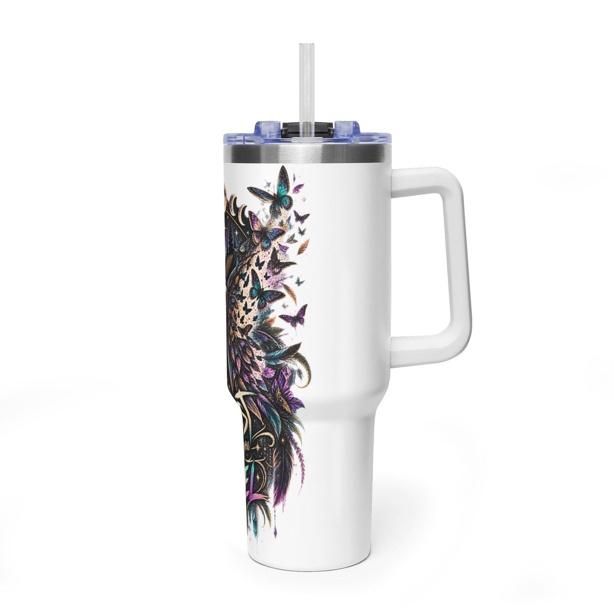 40oz Vacuum Tumbler — 'Trust What You Feel' Moth Nightscape Insulated Cup