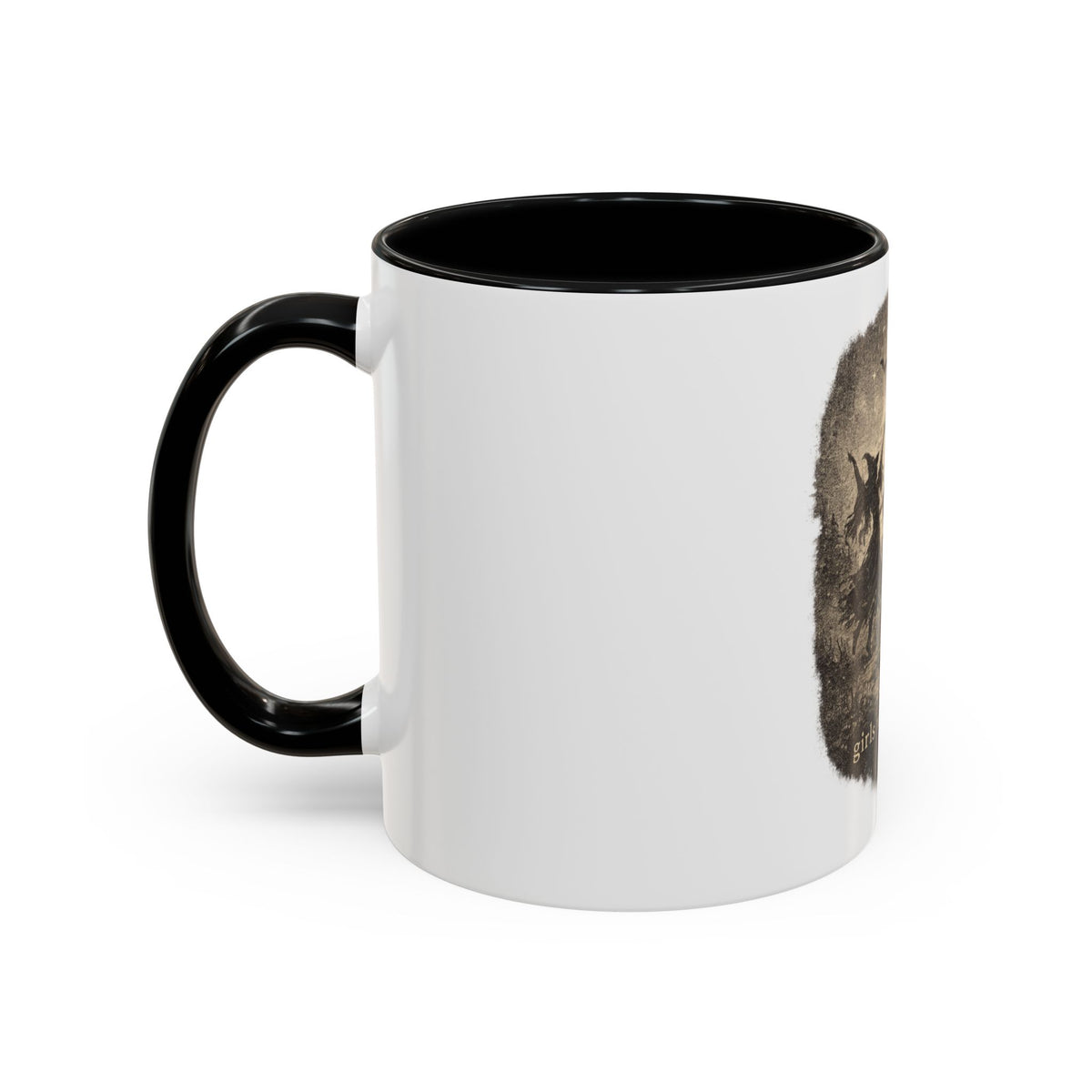 Witch Circle Coffee Mug — "Girls Will Be Girls" Vintage Halloween Accent Mug