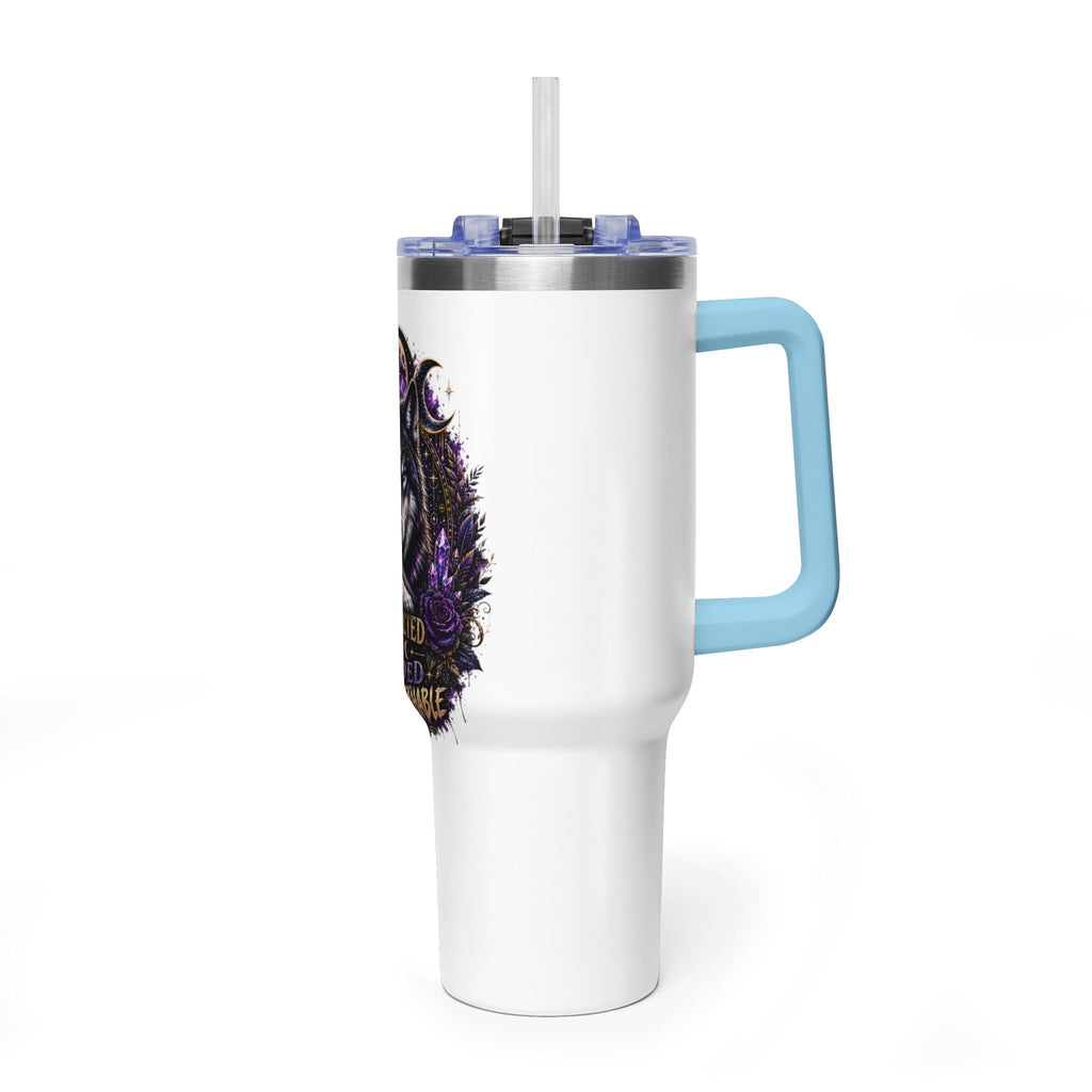 40oz Vacuum Tumbler — 'Protected & Guided' Mystic Wolf Thermal Mug