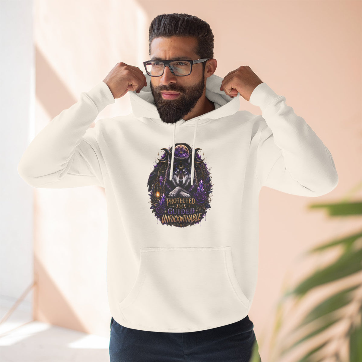 Guided, Protected Unfuckwithable Wolf Hoodie- Occult Graphic
