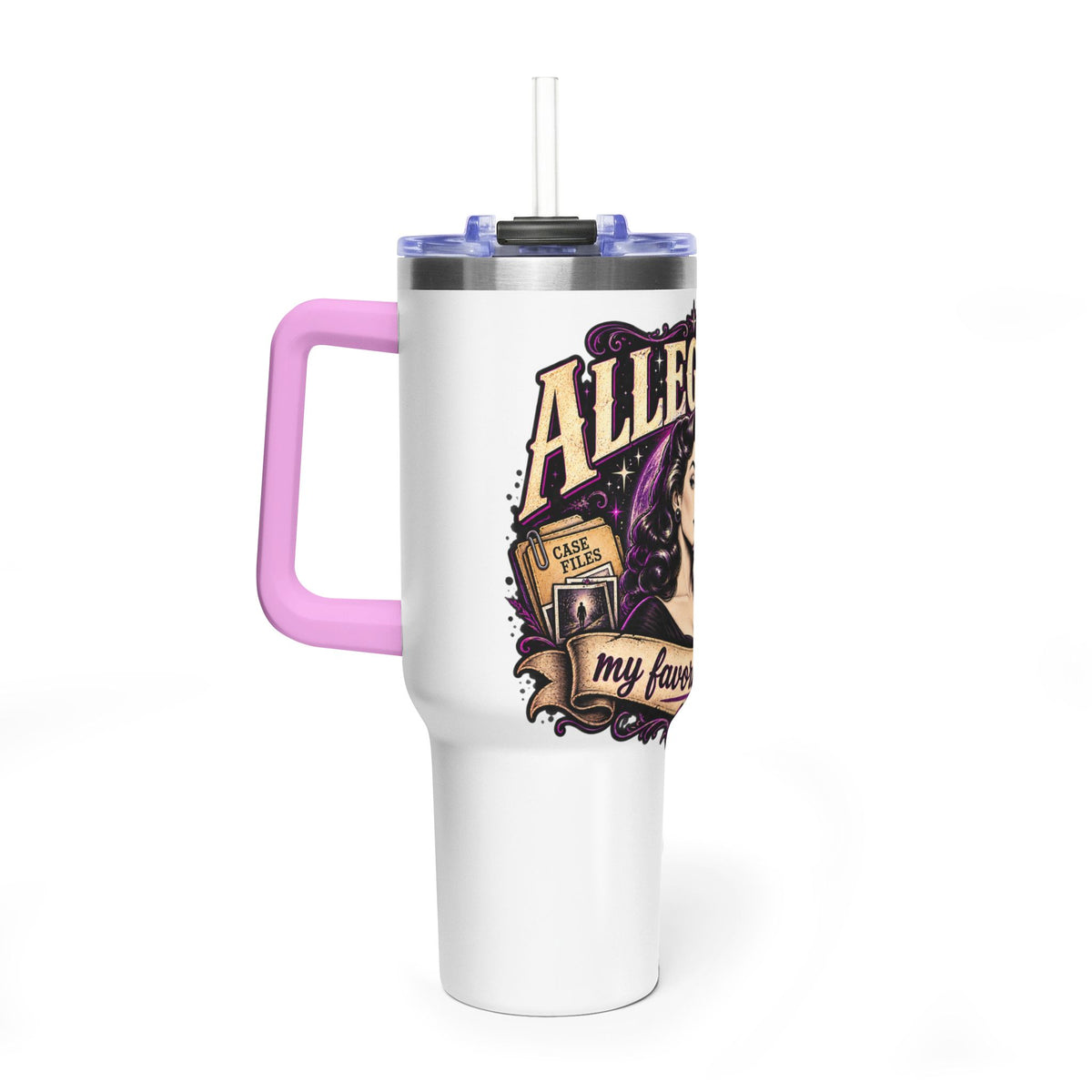 40oz Vacuum Tumbler - "Allegedly" Retro Detective Graphic