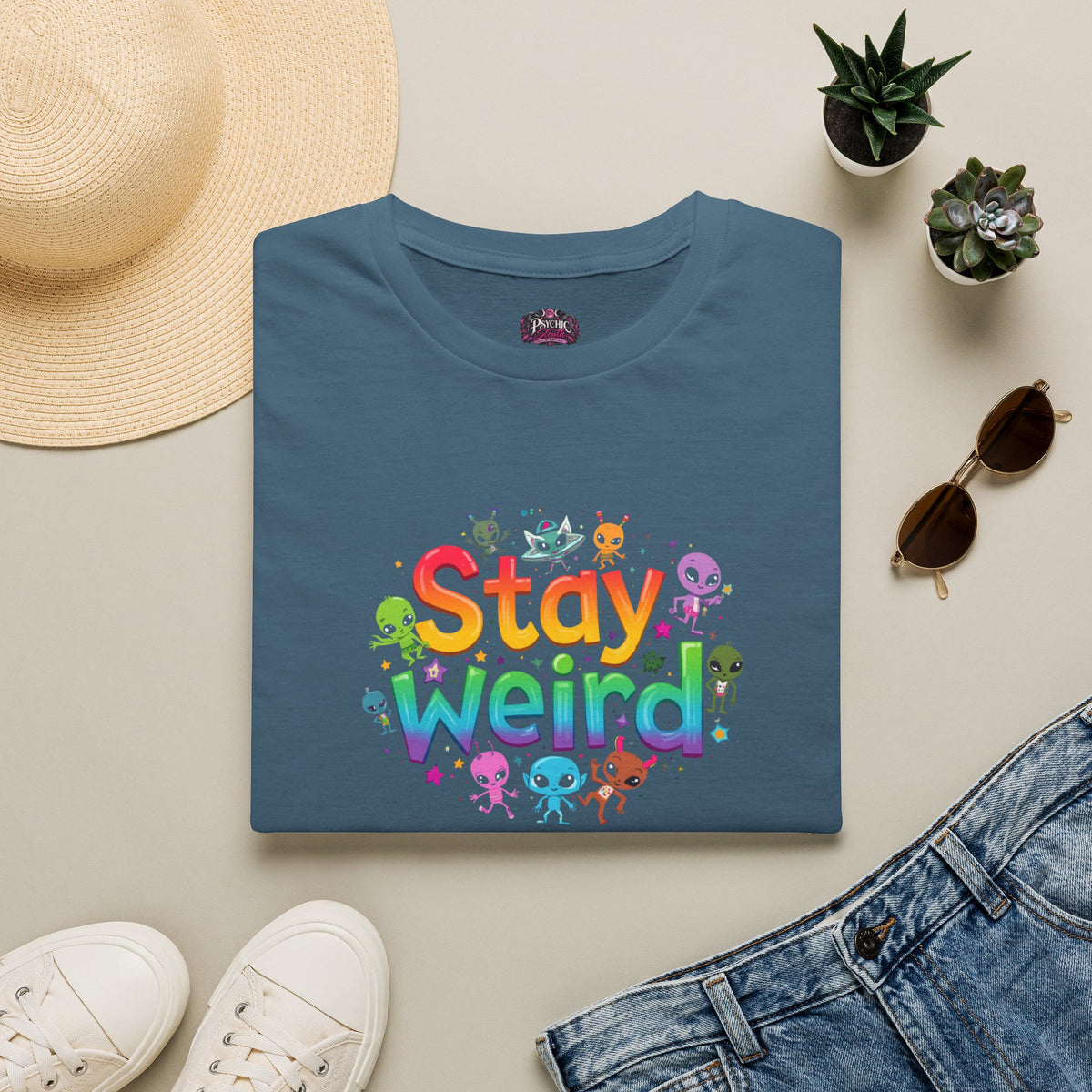 Stay Weird T-Shirt — Colorful Cute Alien Graphic Tee
