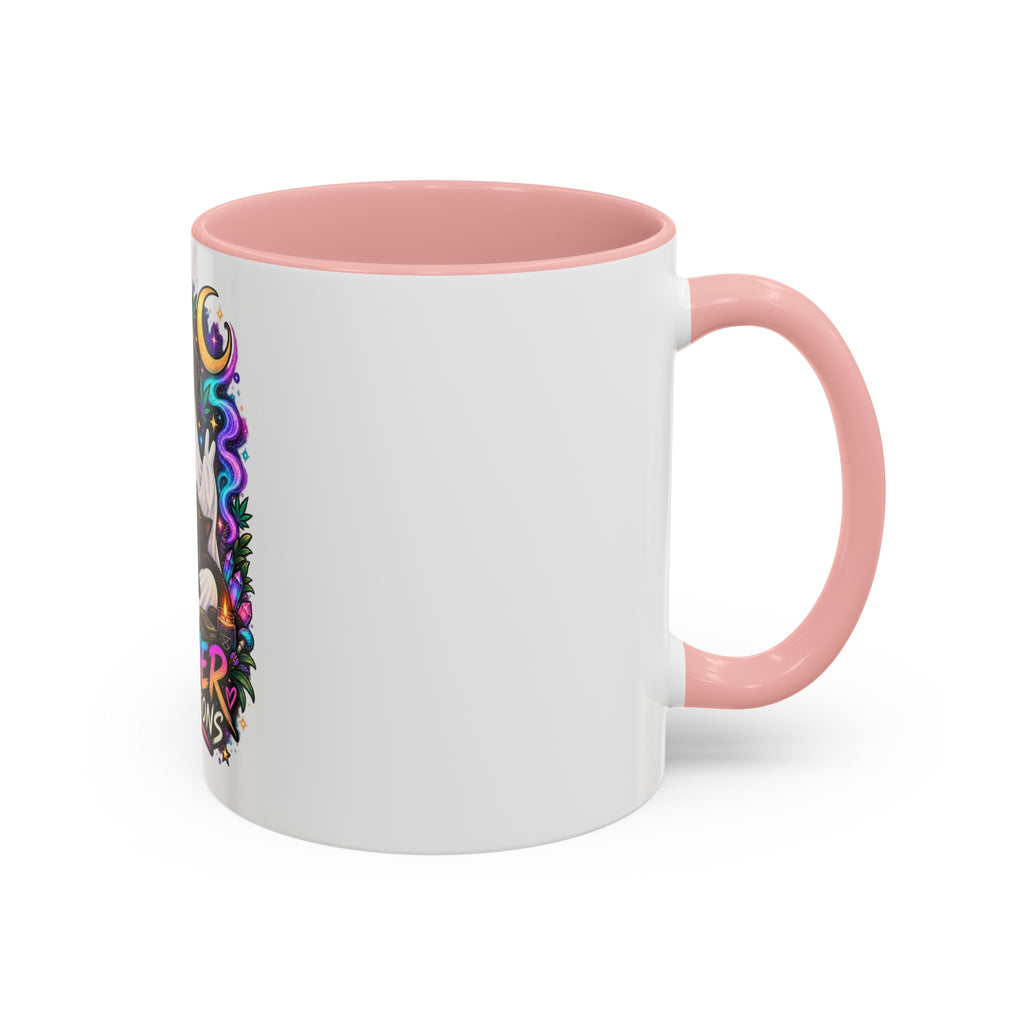 Higher Vibrations Coffee Mug — Cute Ghost & Cat Accent Mug (11/15 oz)