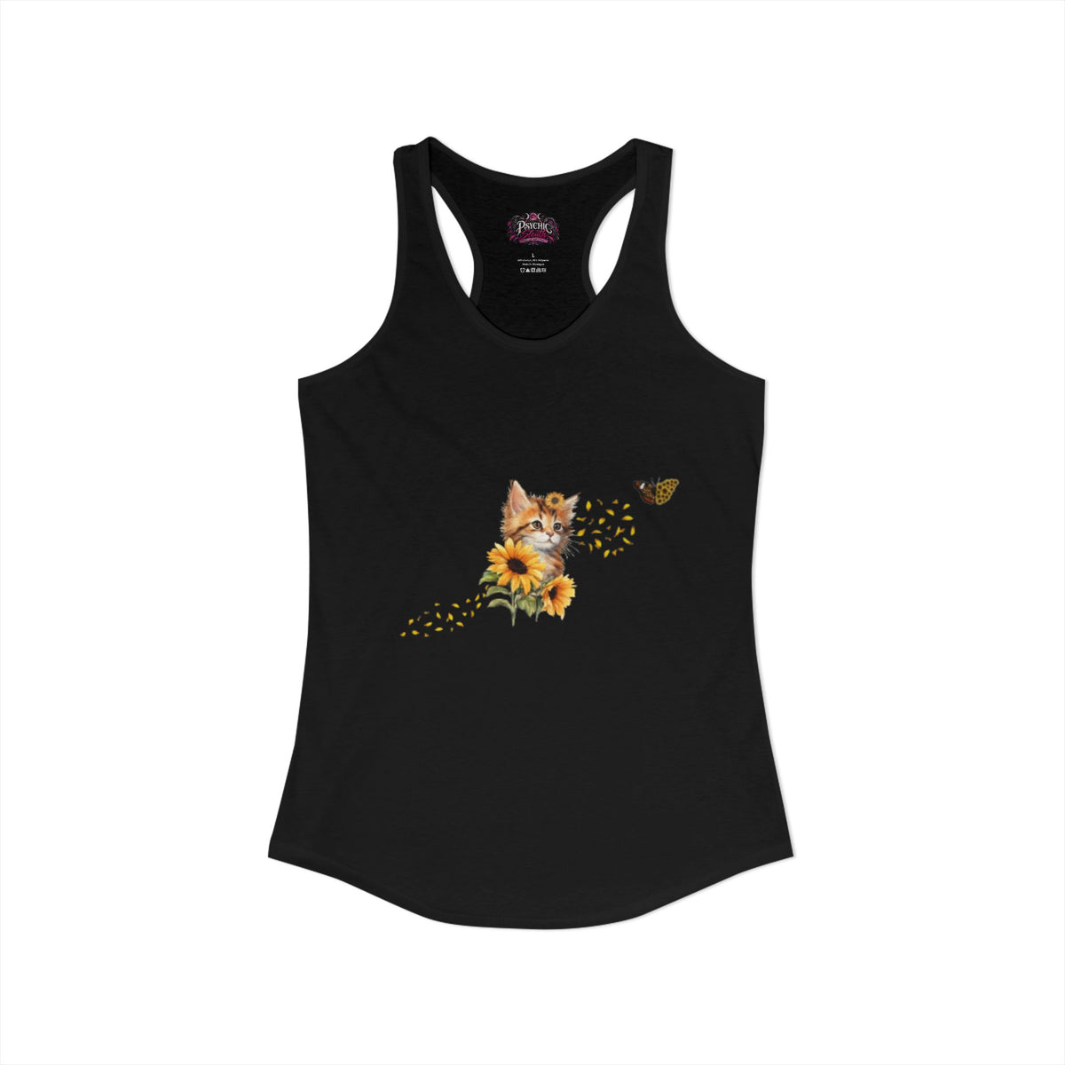Kitten Sunflower Chasing Butterfly Tank