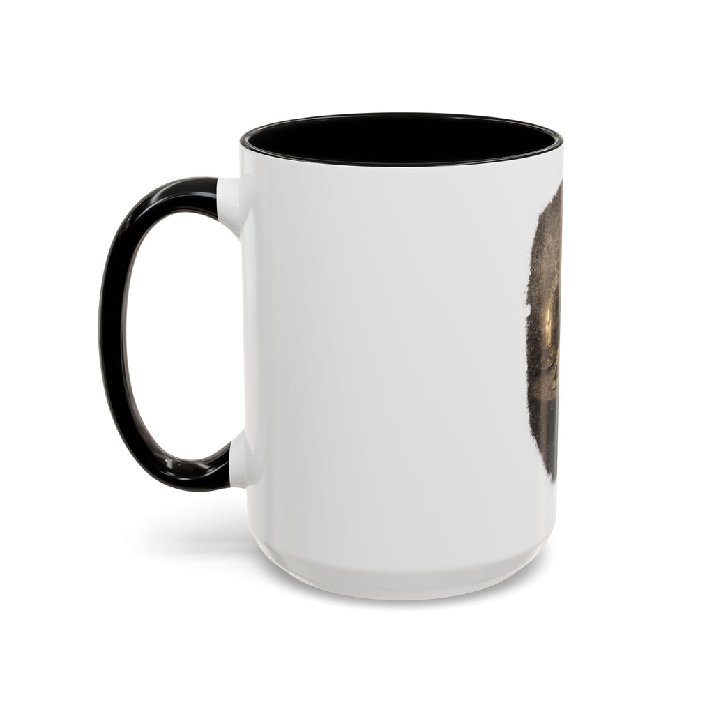 Tarot Cat Accent Coffee Mug — Witchy Black Cat with Tarot Cards
