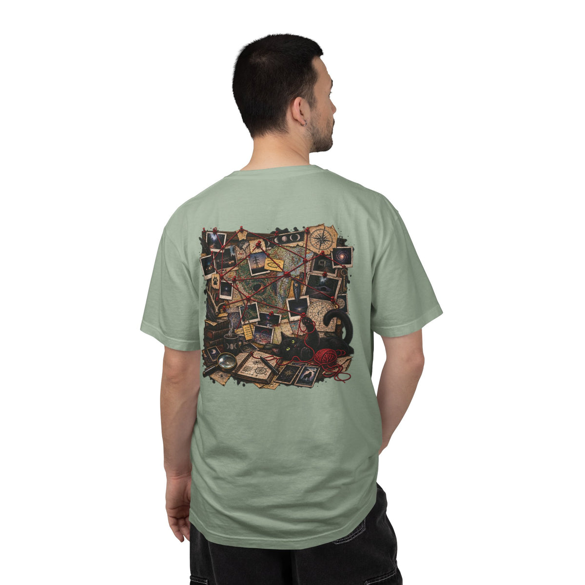 Mystery Evidence Board T-Shirt — Crime Scene Collage Graphic Tee