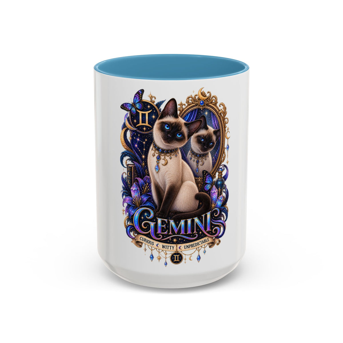 Gemini Zodiac Cat Coffee Mug — Siamese Astrology 11/15oz Accent Mug