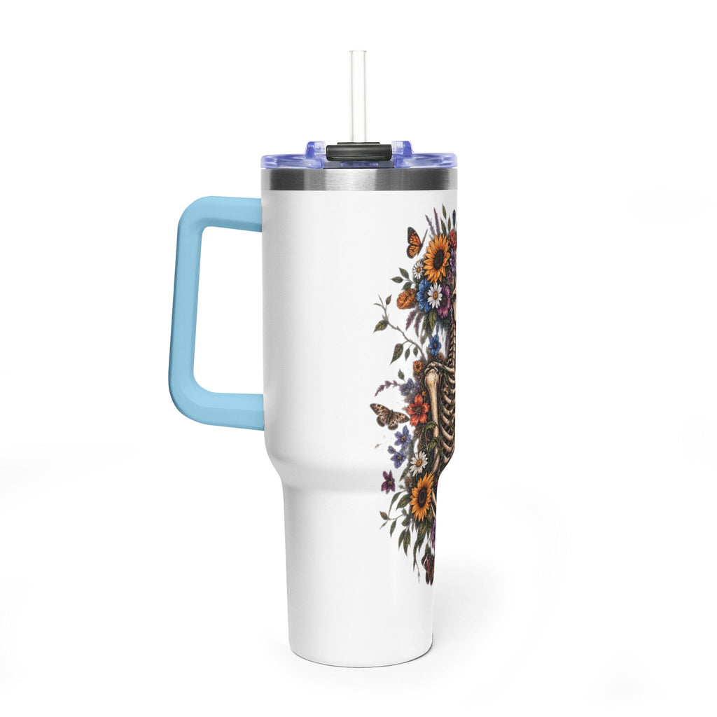 40oz Floral Skeleton Tumbler – Insulated Vacuum Travel Mug