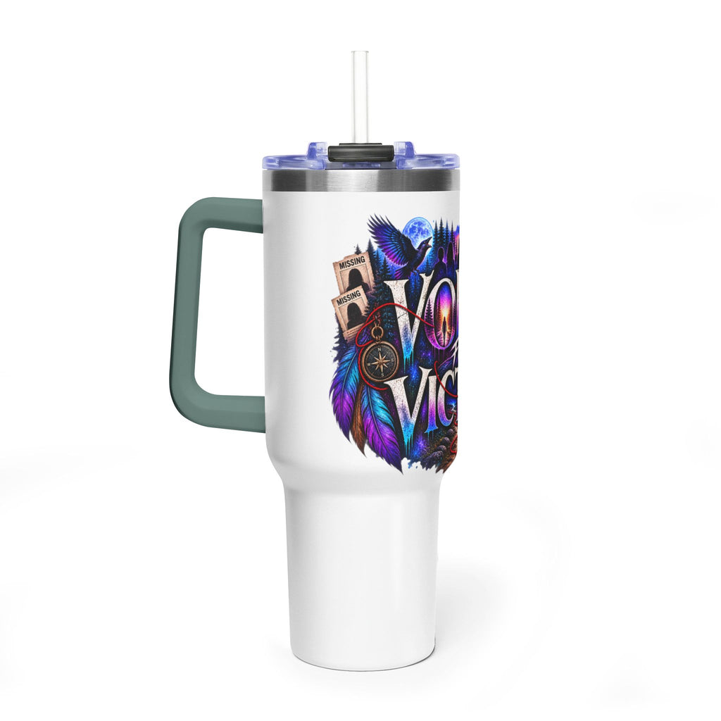 40oz Vacuum Tumbler - "Voices for Victims" Purple Feather Design