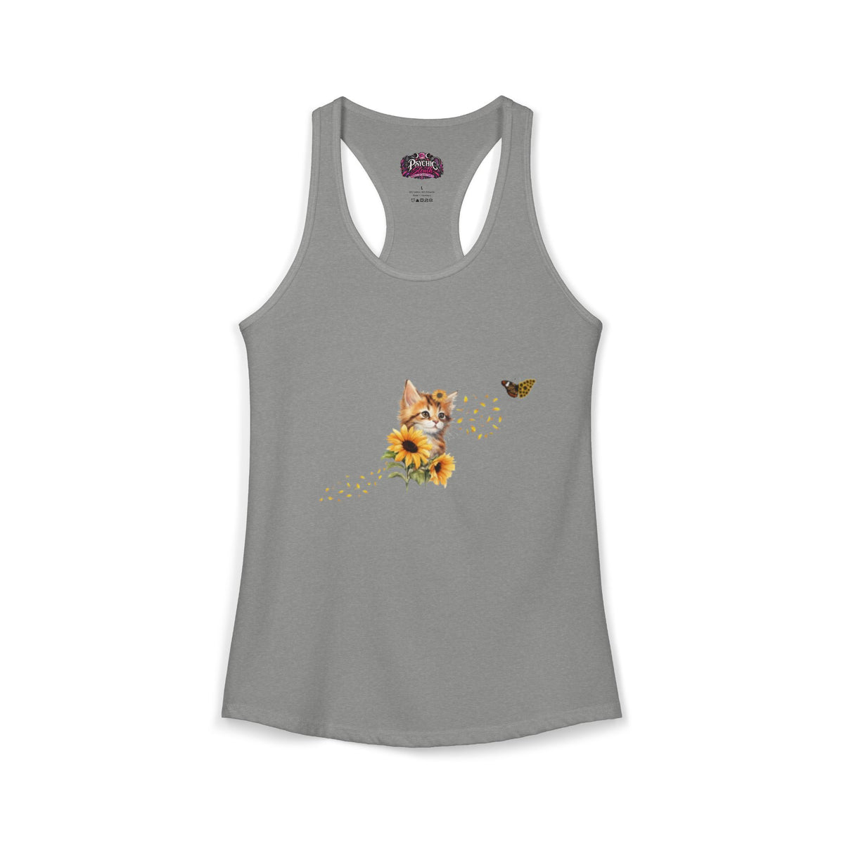 Kitten Sunflower Chasing Butterfly Tank