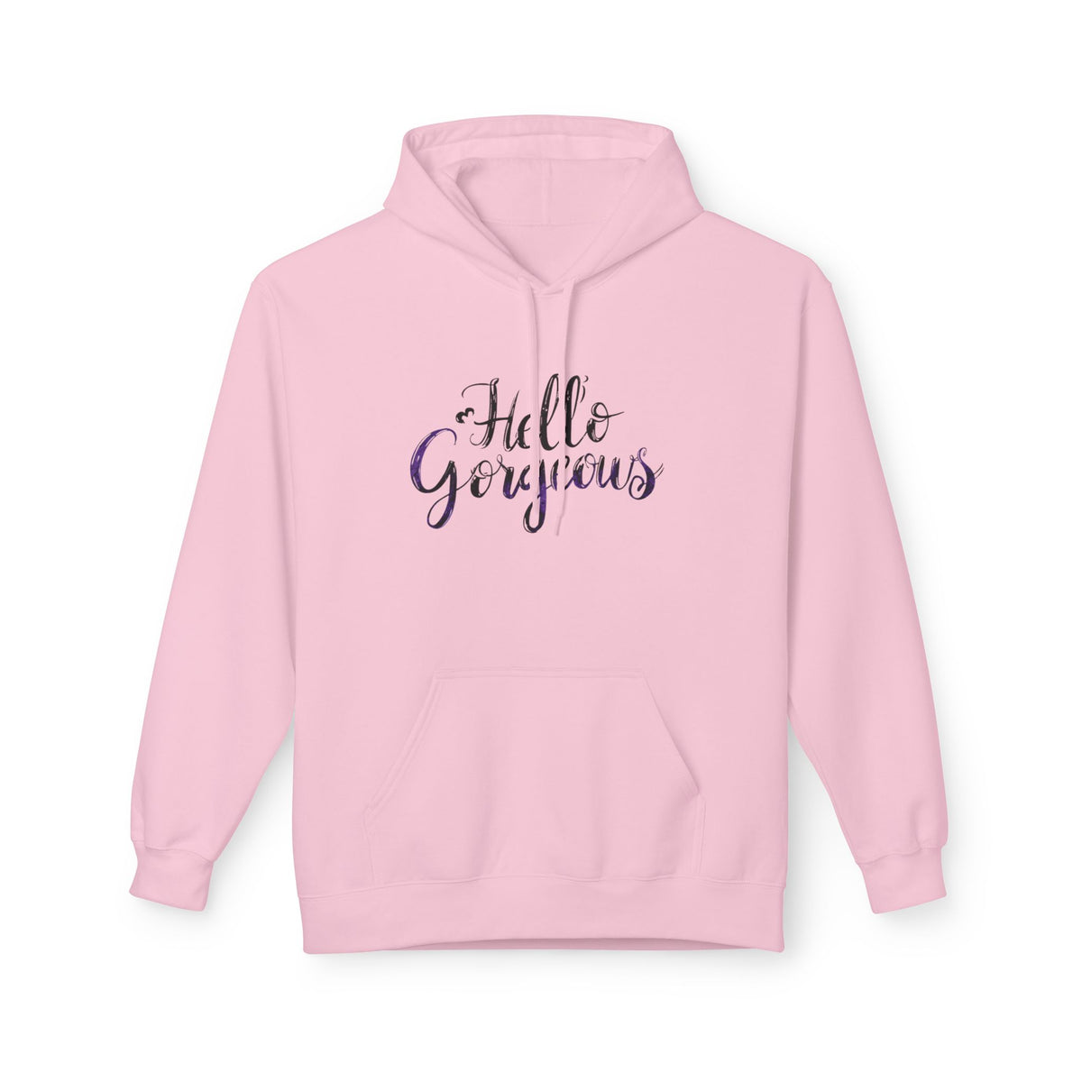 Hello Gorgeous Hoodie — Feminine Script Pullover for Women, Cute Gift for Friends & Self-Care