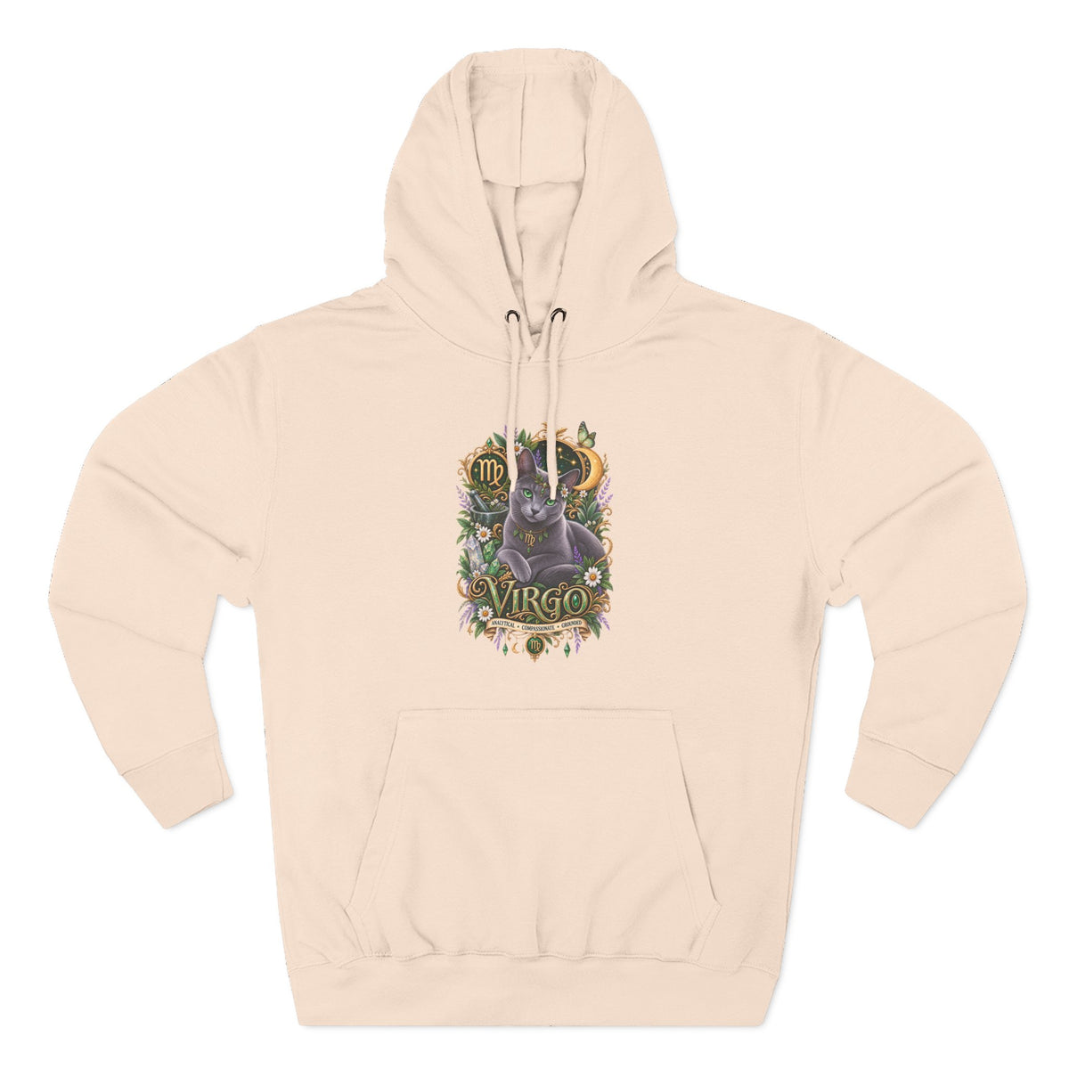 Virgo Russian Blue Cat Zodiac Hoodie — Astrological Virgo Horoscope Pullover