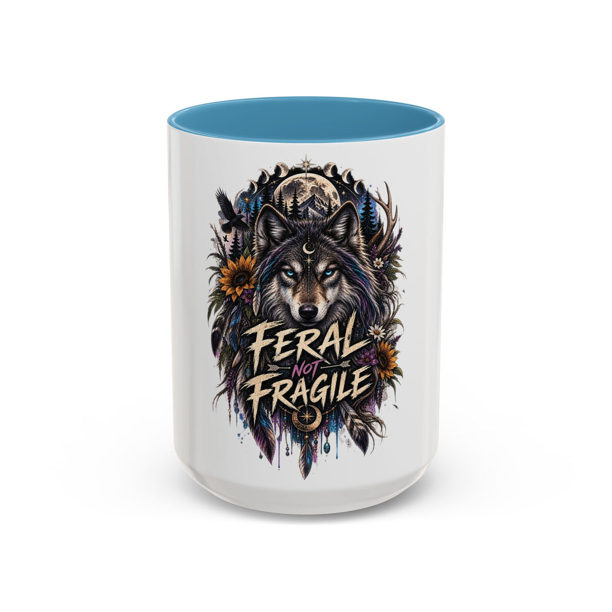 Feral Not Fragile Wolf Accent Coffee Mug (11oz & 15oz)