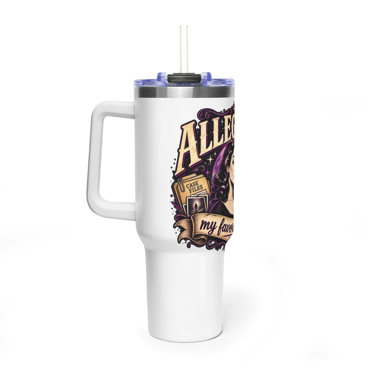 40oz Vacuum Tumbler - "Allegedly" Retro Detective Graphic