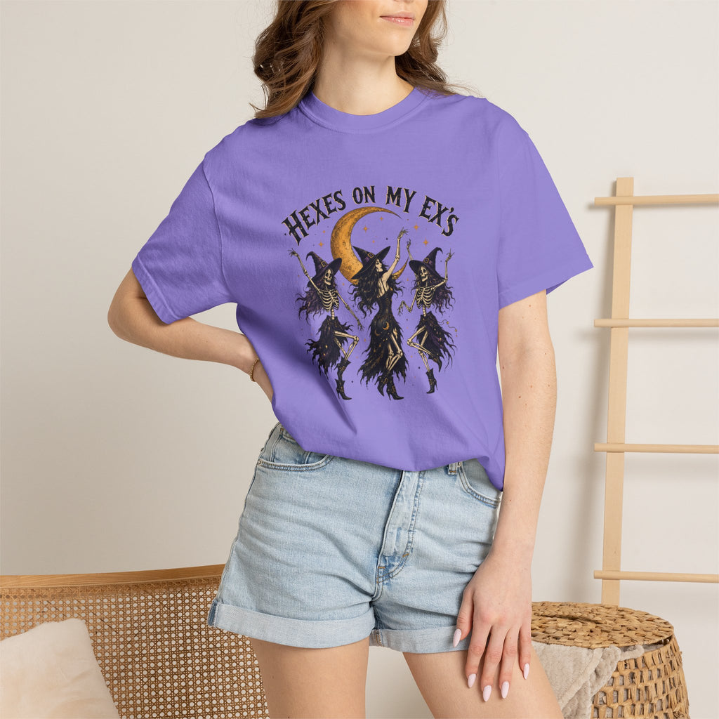 Witches and skeleton Graphic T-Shirt — "Hexes On My Ex's" Moon Witch Tee