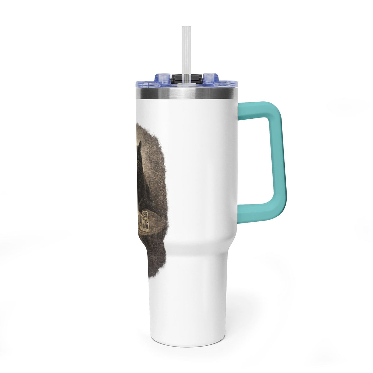 40oz Black Cat Tarot Tumbler — Witchy Tarot Coffee Travel Mug