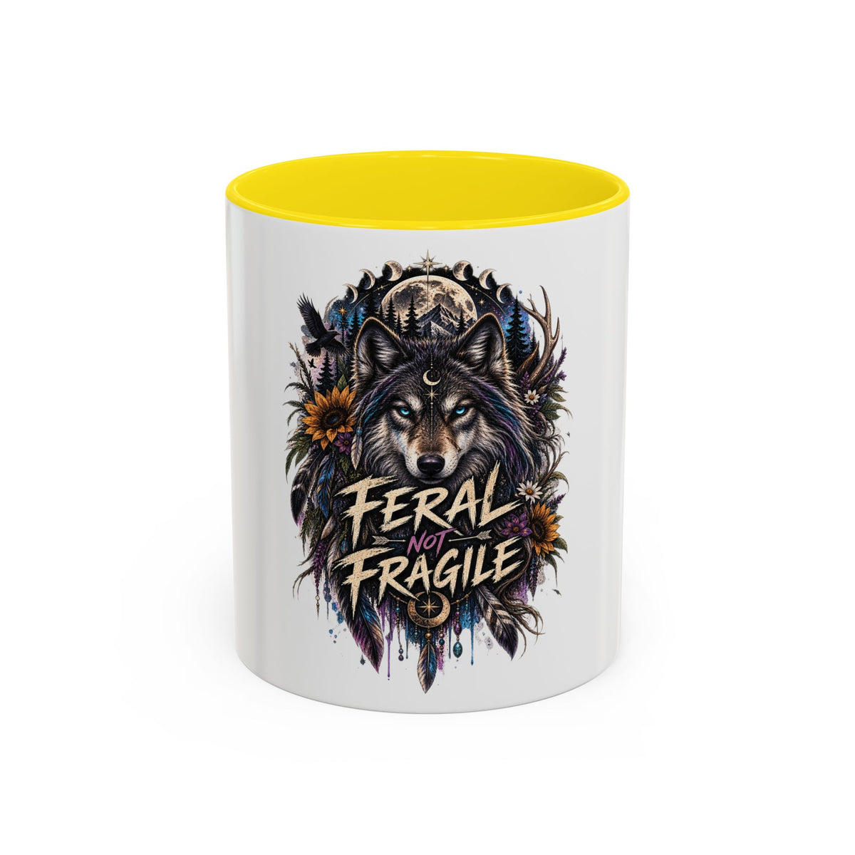Feral Not Fragile Wolf Accent Coffee Mug (11oz & 15oz)