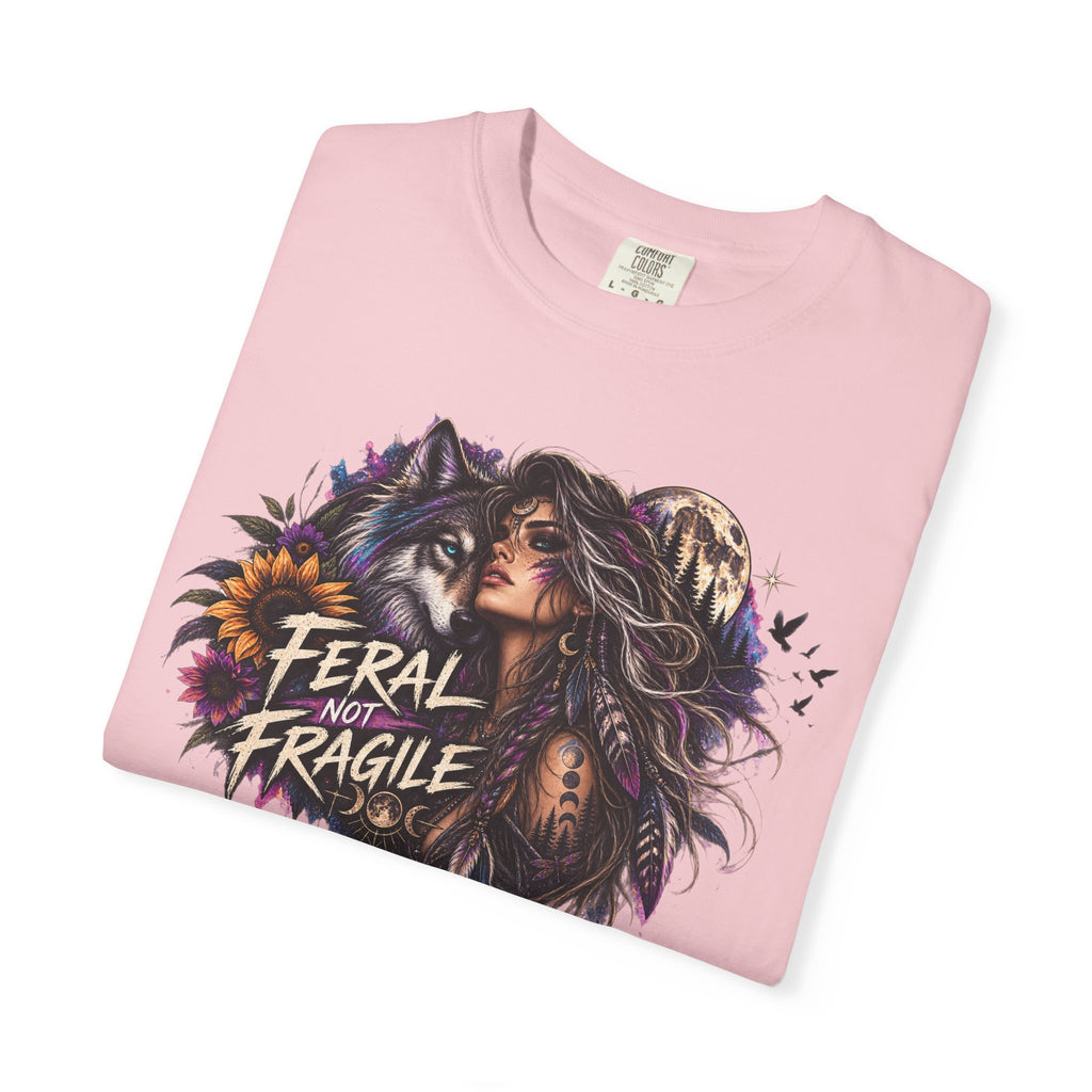Feral Not Fragile Graphic T-Shirt — Wolf & Woman Nature Art Tee