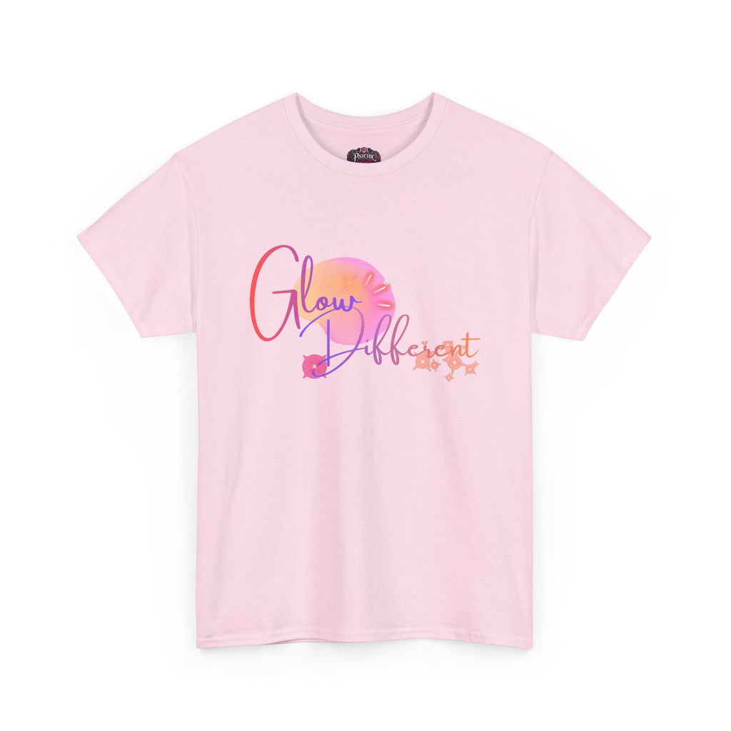 Glow Different Tee — Inspirational Pastel Script Graphic T-Shirt