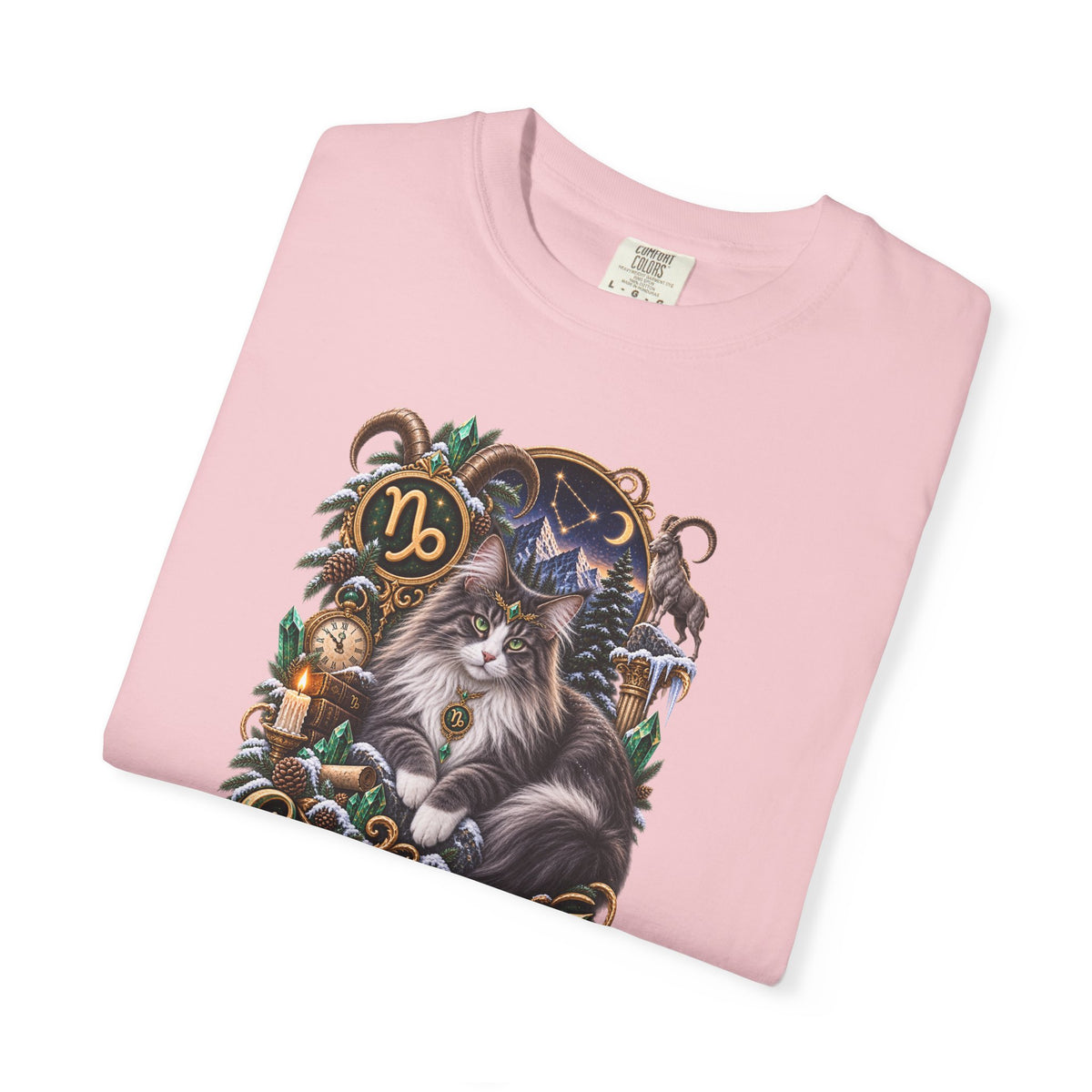 Capricorn Zodiac Norwegian Mountain Cat T-Shirt — Astrological Horoscope Tee