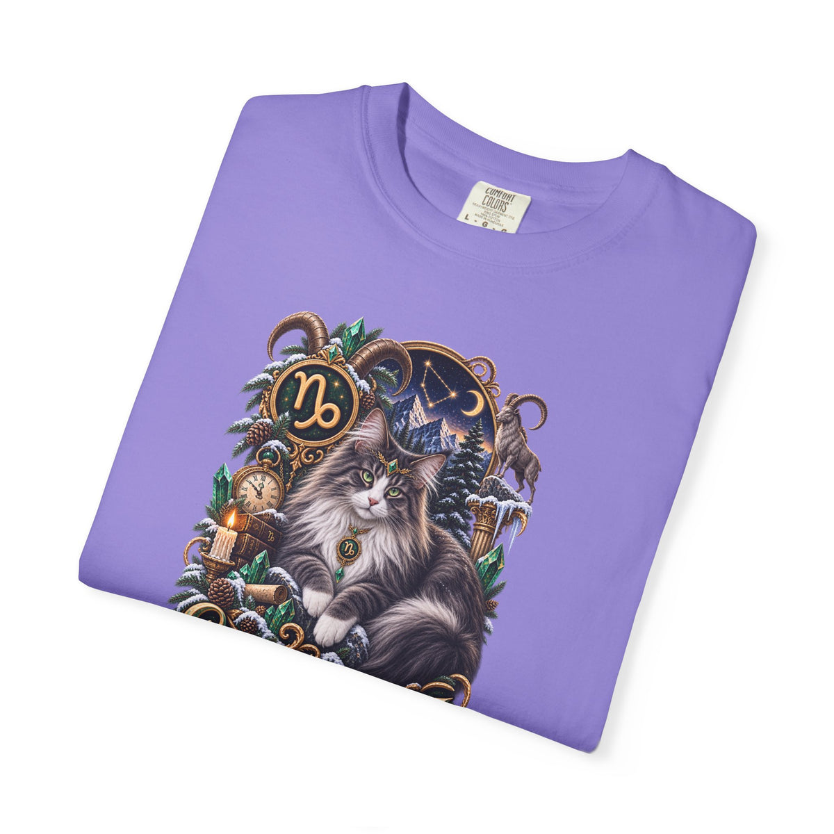 Capricorn Zodiac Norwegian Mountain Cat T-Shirt — Astrological Horoscope Tee