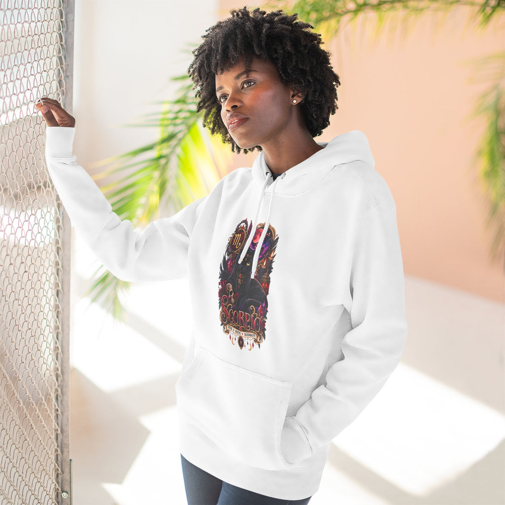 Scorpio Bombay Black Cat Floral Zodiac Hoodie — Intricate Scorpion Zodiac Sign