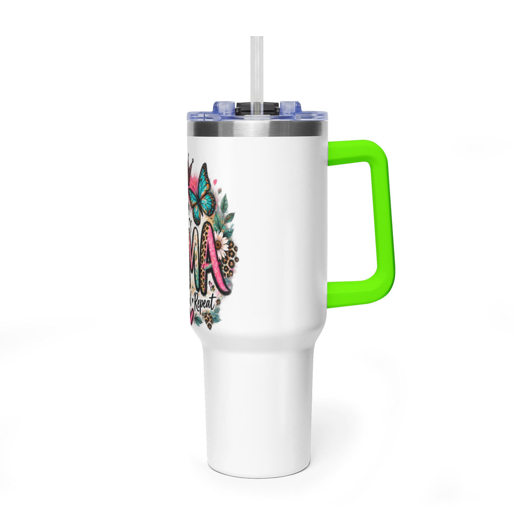 40oz Mama Tumbler – Floral Crown, Butterfly & 'Mama' Design Vacuum Thermal Mug
