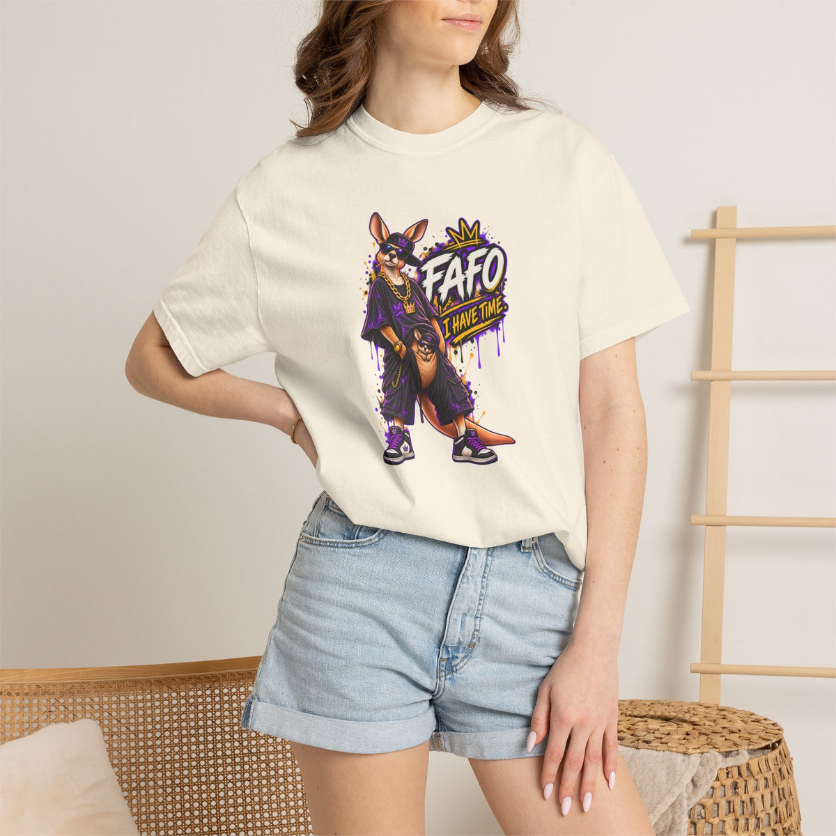 FAFO Kangaroo Graphic T-Shirt — Streetwear Retro Animal Design