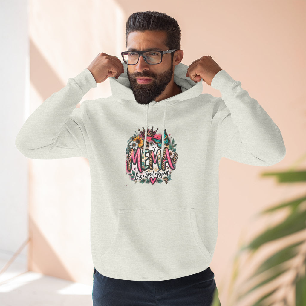 Mema Floral Hoodie — Cozy Fleece Pullover with Sunflower & Succulent Design
