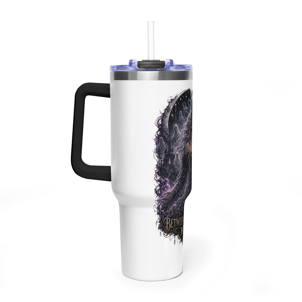 40oz Vacuum Tumbler — "Between Worlds" Mystical Forest Goddess Design