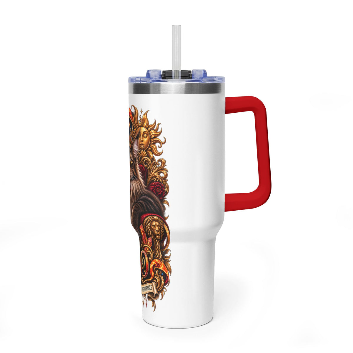 Leo Zodiac 40oz Vacuum Tumbler – Maine Coon Cat Astrology Travel Mug