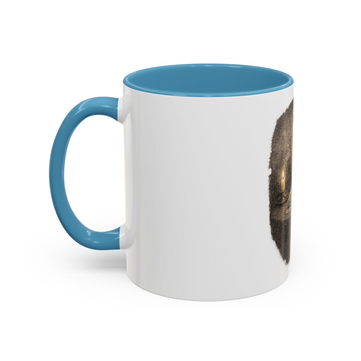 Tarot Cat Accent Coffee Mug — Witchy Black Cat with Tarot Cards