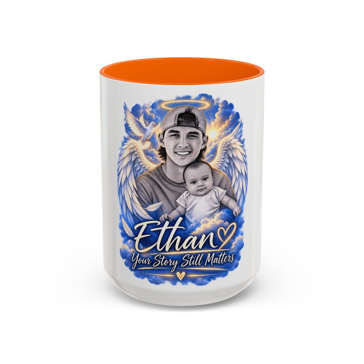Memorial Coffee Mug — Personalized "Ethan  Your Story Still Matters" Angel Wings Tribute