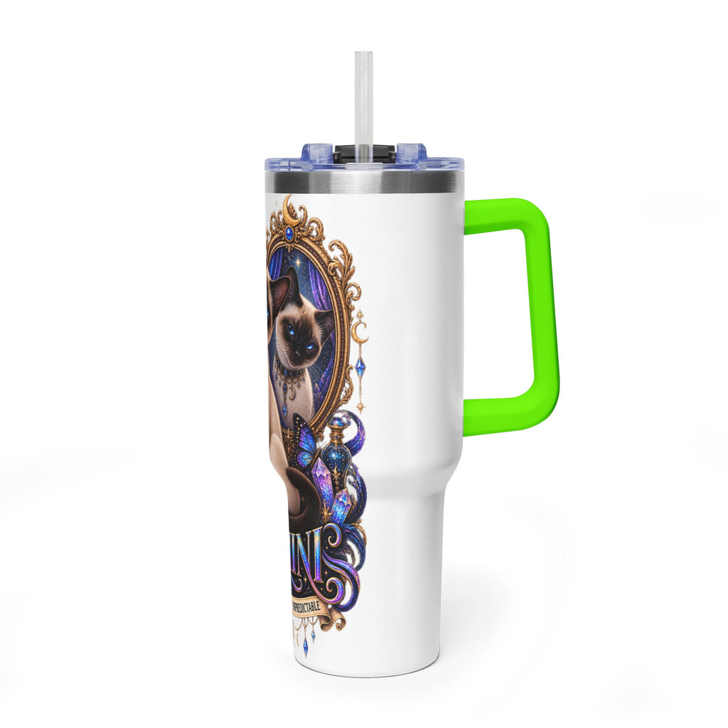 40oz Gemini Zodiac Tumbler — Siamese Cat Astrology Vacuum Thermal Cup