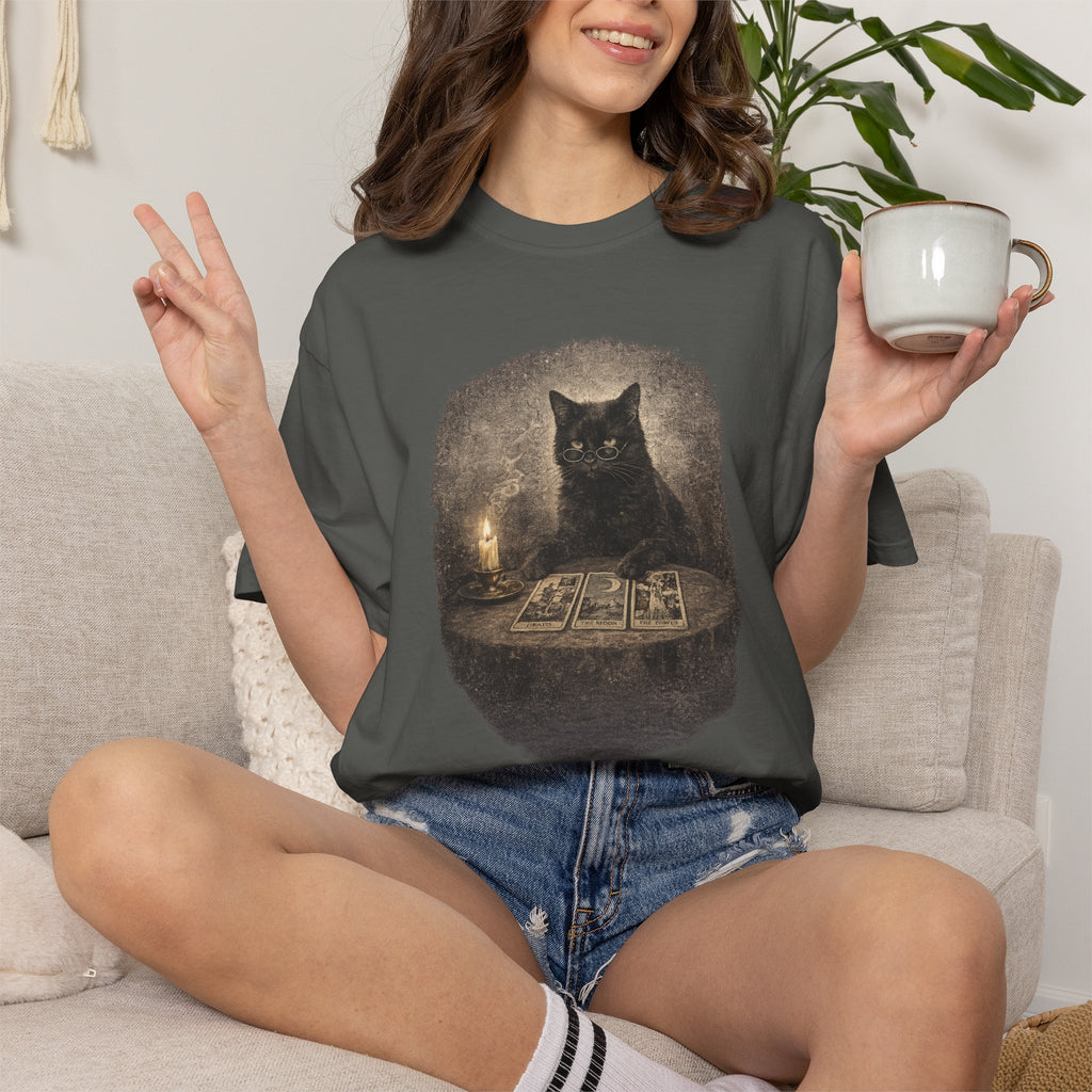 Tarot Cat T-Shirt — Black Cat Fortune Teller Graphic Tee