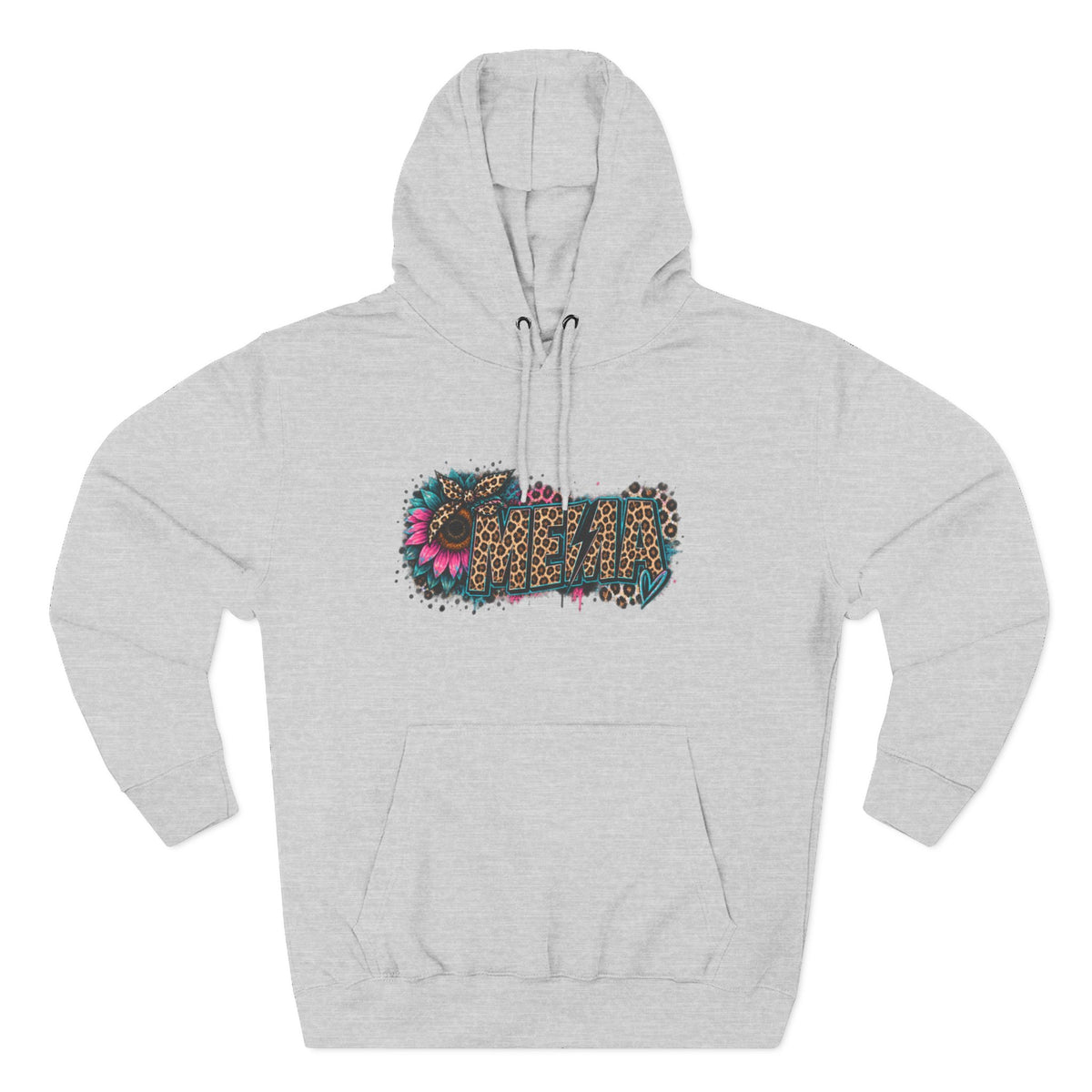 MEMA Leopard Floral Heat Hoodie — Cozy Fleece Pullover with Leopard & Flowers Design