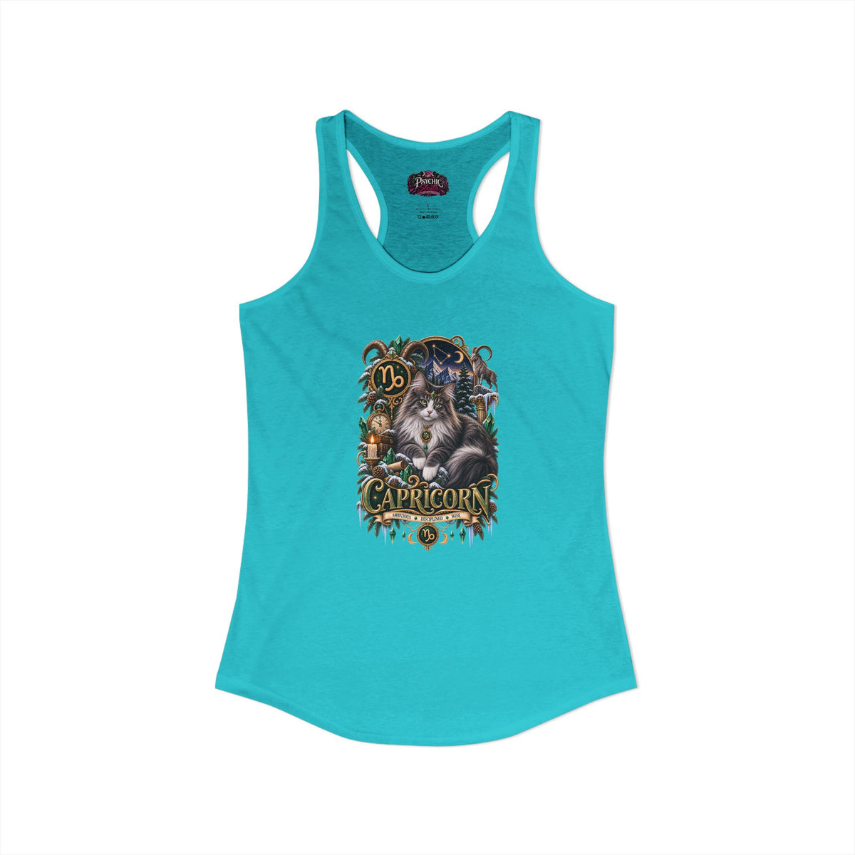 Capricorn Norwegian Forest Cat Zodiac Tank- Celestial Astrology Cat Lover Tank