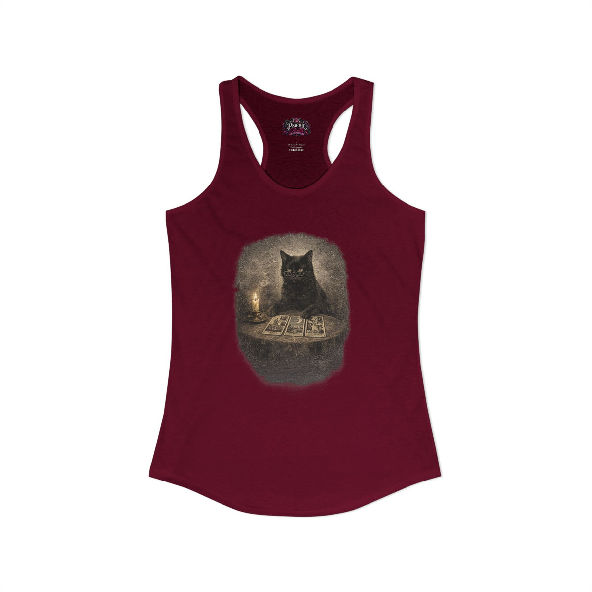 Black Cat reading Tarot Cards Tank