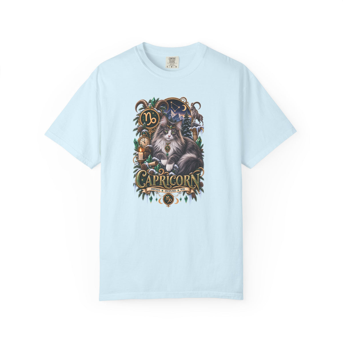 Capricorn Zodiac Norwegian Mountain Cat T-Shirt — Astrological Horoscope Tee
