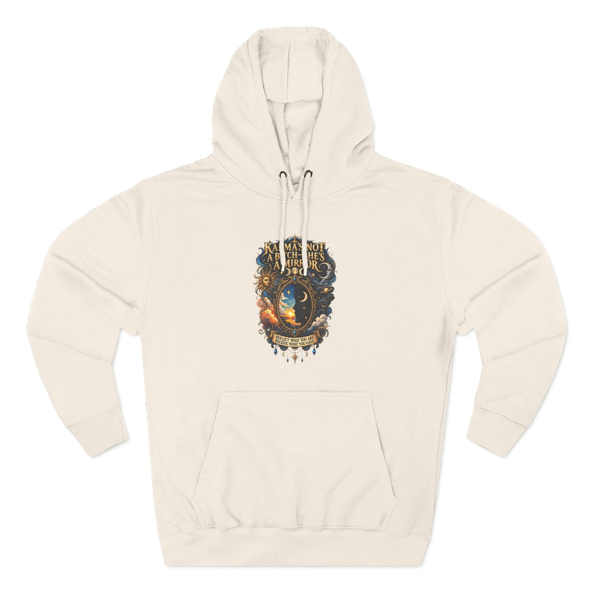 "Karma's not a Bitch she's a Mirror" Hoodie — Spiritual Boho Graphic Pullover