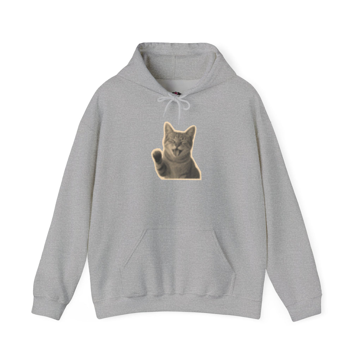Laughing Meme Cat Hoodie – Adorable Grey Kitten Graphic Sweatshirt