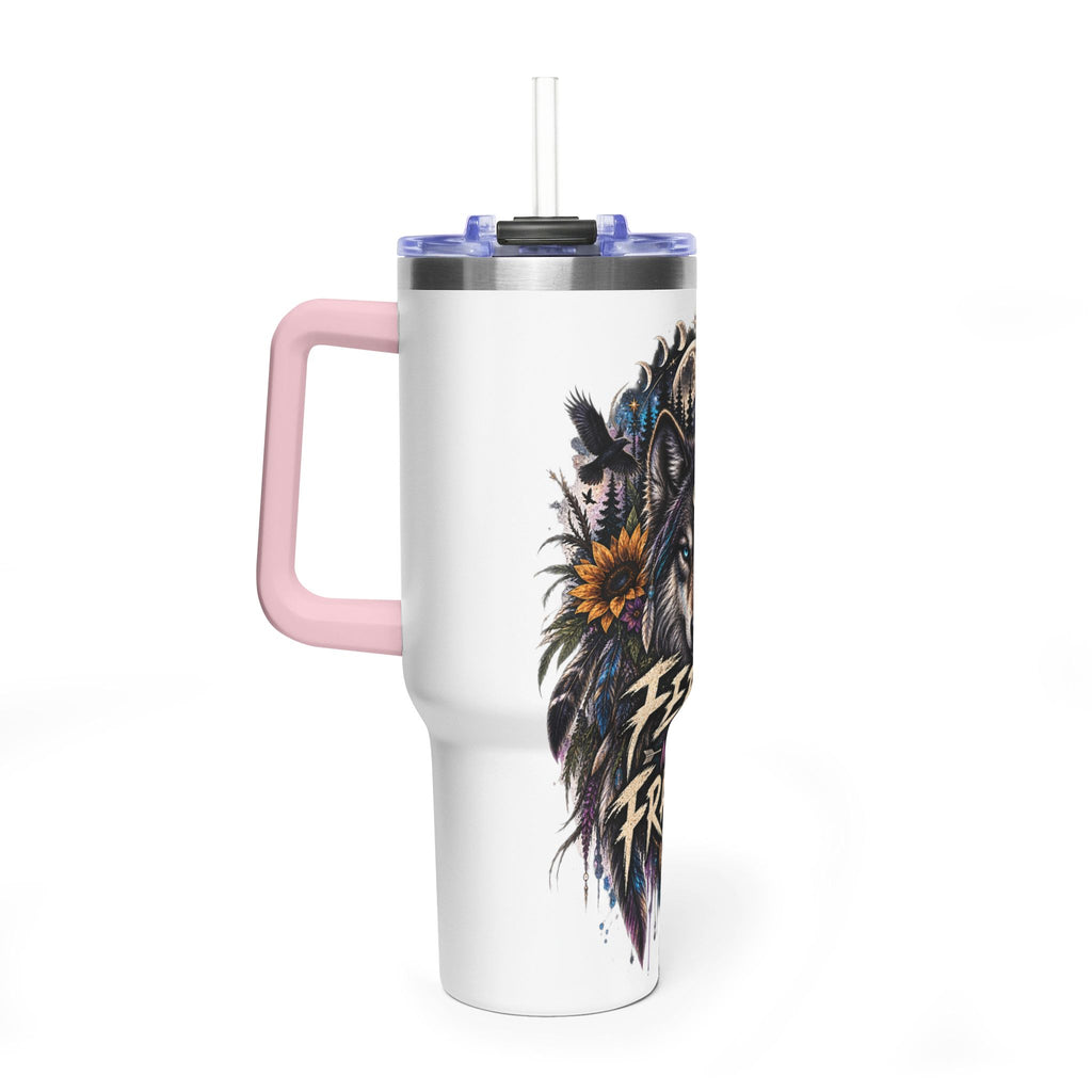 40oz Wolf Tumbler — “Feral Not Fragile” Insulated Thermal Cup